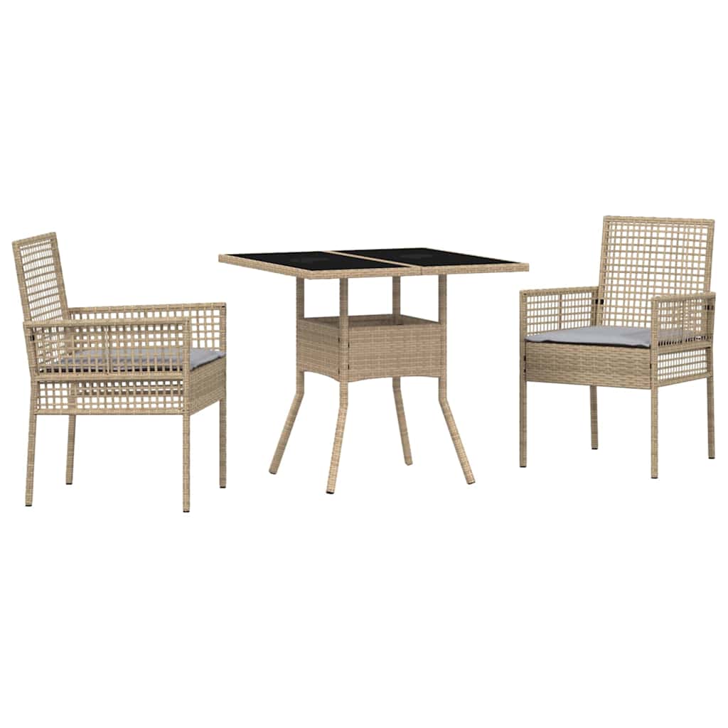 Garten Essgruppe 3 pcs Beige Poly Rattan