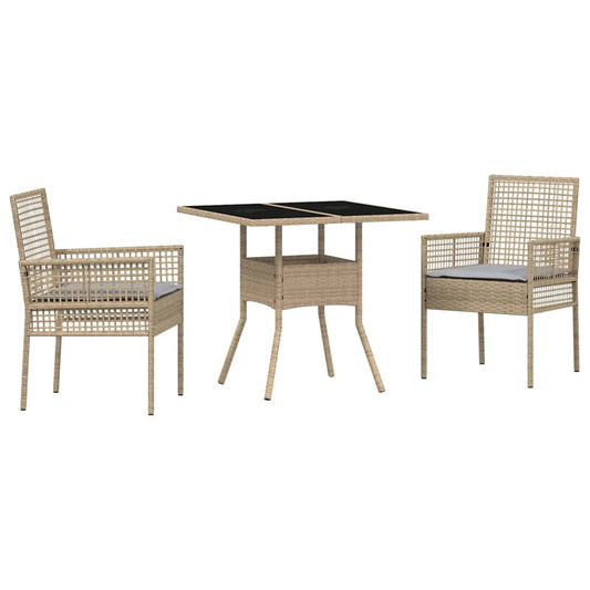 Garten Essgruppe 3 pcs Beige Poly Rattan