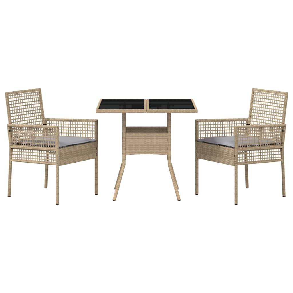 Garten Essgruppe 3 pcs Beige Poly Rattan