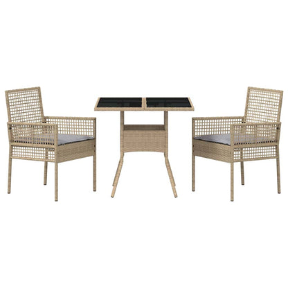 Garten Essgruppe 3 pcs Beige Poly Rattan