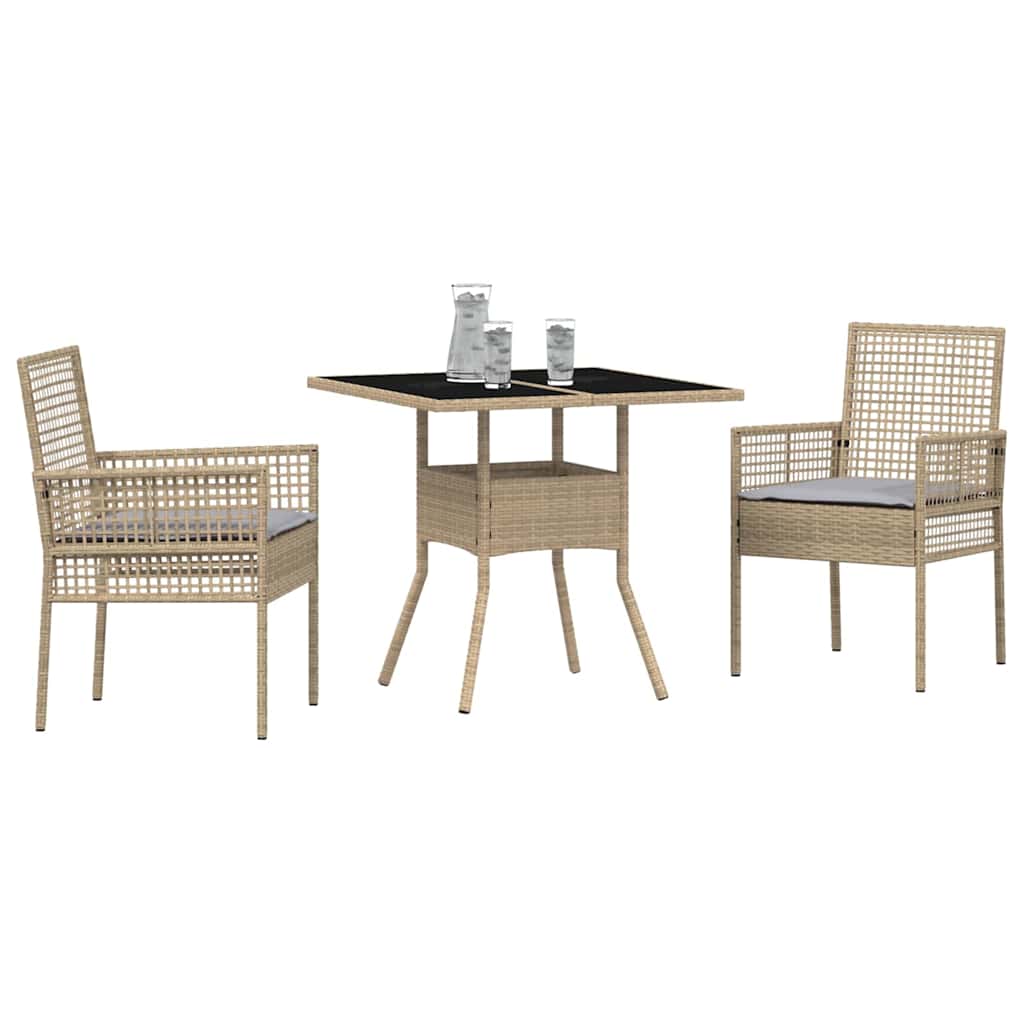 Garten Essgruppe 3 pcs Beige Poly Rattan