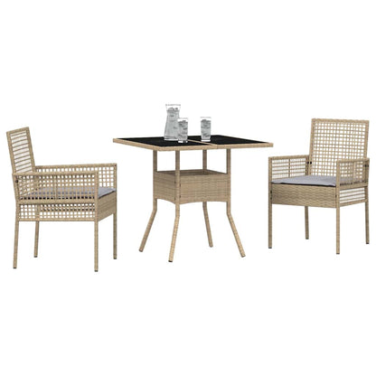 Garten Essgruppe 3 pcs Beige Poly Rattan