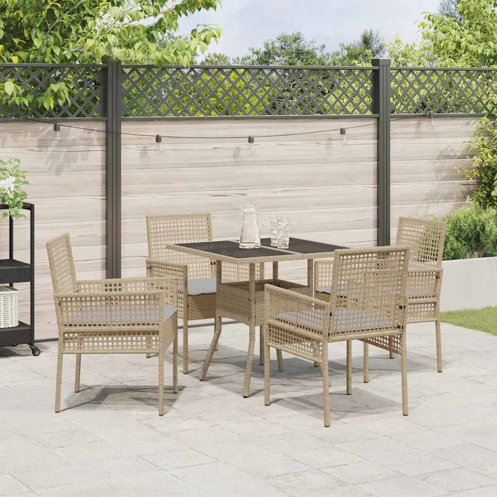 Garten Essgruppe 5 pcs Beige Poly Rattan