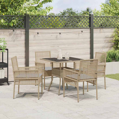 Garten Essgruppe 5 pcs Beige Poly Rattan