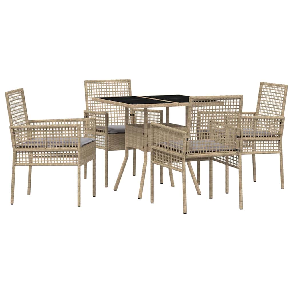 Garten Essgruppe 5 pcs Beige Poly Rattan