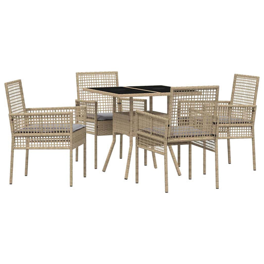 Garten Essgruppe 5 pcs Beige Poly Rattan