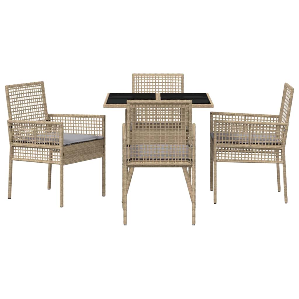 Garten Essgruppe 5 pcs Beige Poly Rattan