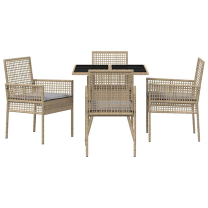 Garten Essgruppe 5 pcs Beige Poly Rattan
