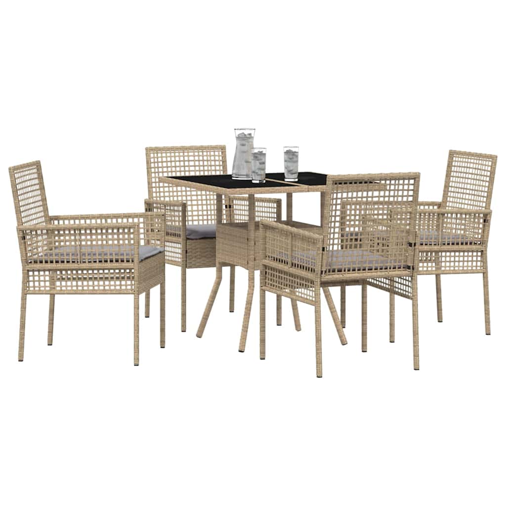 Garten Essgruppe 5 pcs Beige Poly Rattan