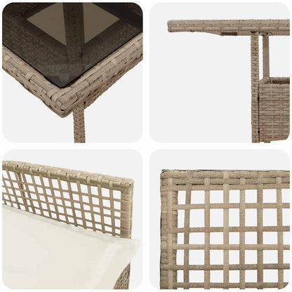Garten Essgruppe 3 pcs Beige Poly Rattan