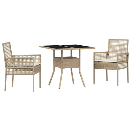 Garten Essgruppe 3 pcs Beige Poly Rattan