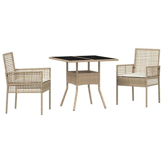Garten Essgruppe 3 pcs Beige Poly Rattan