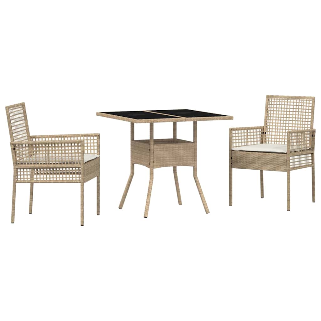 Garten Essgruppe 3 pcs Beige Poly Rattan