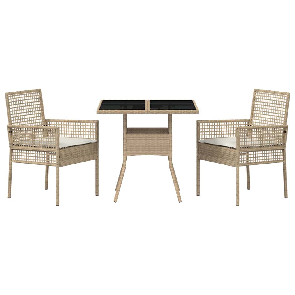 Garten Essgruppe 3 pcs Beige Poly Rattan