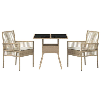Garten Essgruppe 3 pcs Beige Poly Rattan