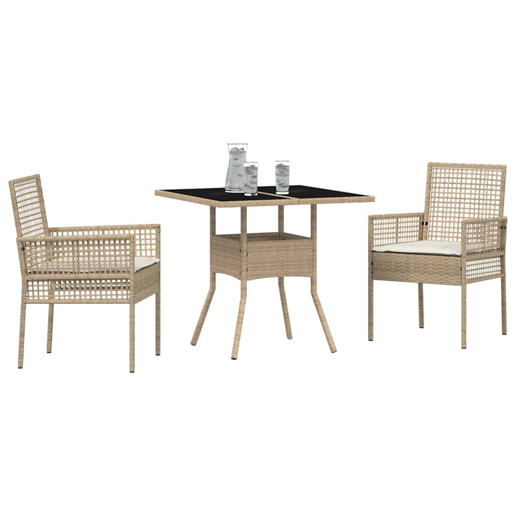 Garten Essgruppe 3 pcs Beige Poly Rattan