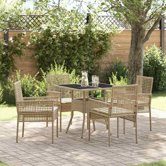 Garten Essgruppe 5 pcs Beige Poly Rattan