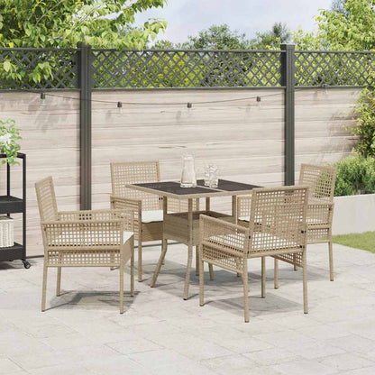 Garten Essgruppe 5 pcs Beige Poly Rattan