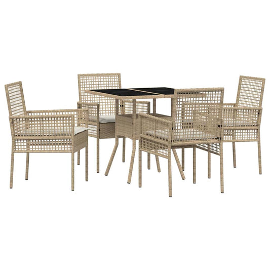 Garten Essgruppe 5 pcs Beige Poly Rattan