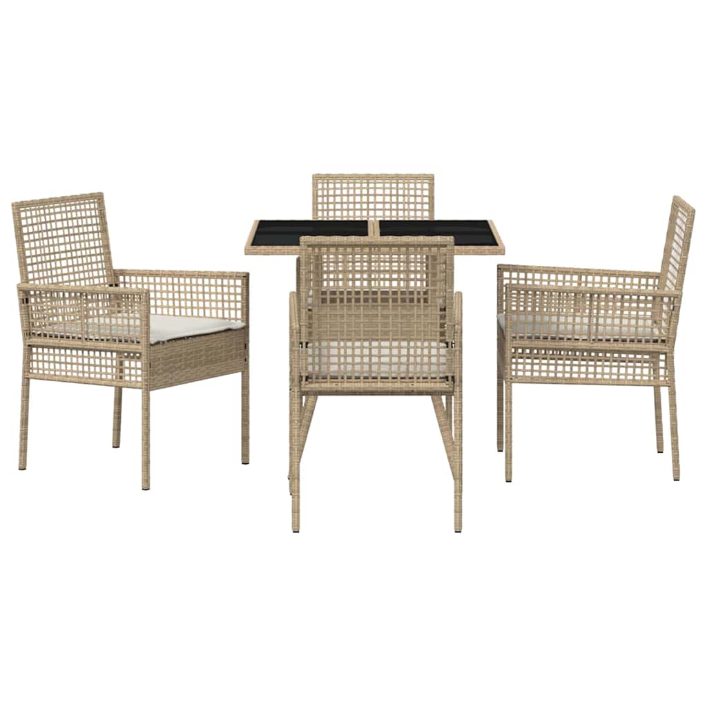 Garten Essgruppe 5 pcs Beige Poly Rattan