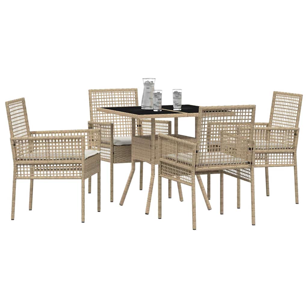Garten Essgruppe 5 pcs Beige Poly Rattan