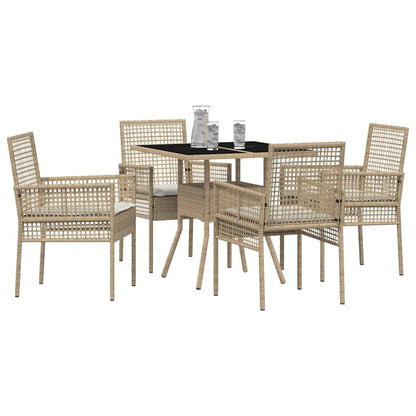 Garten Essgruppe 5 pcs Beige Poly Rattan