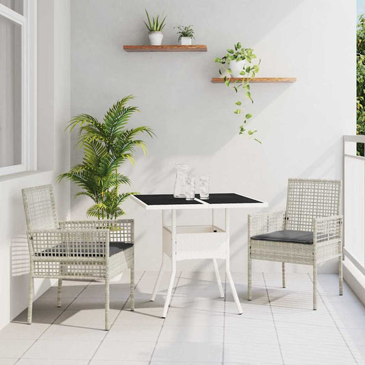 Garten Essgruppe 3 pcs Grau Poly Rattan