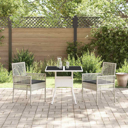 Garten Essgruppe 3 pcs Grau Poly Rattan