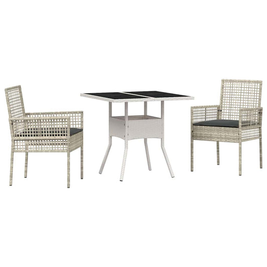 Garten Essgruppe 3 pcs Grau Poly Rattan