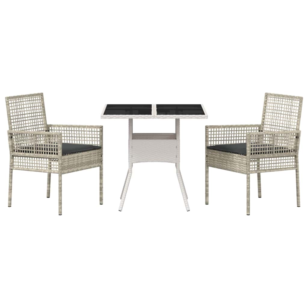 Garten Essgruppe 3 pcs Grau Poly Rattan