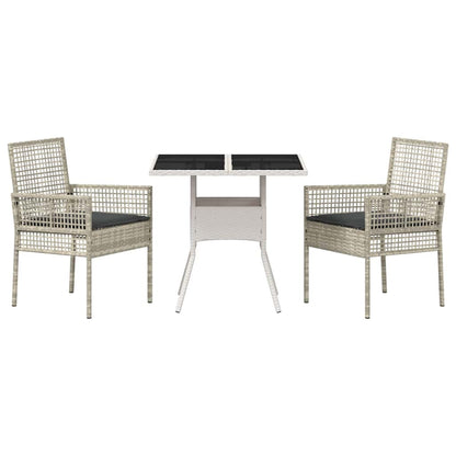 Garten Essgruppe 3 pcs Grau Poly Rattan