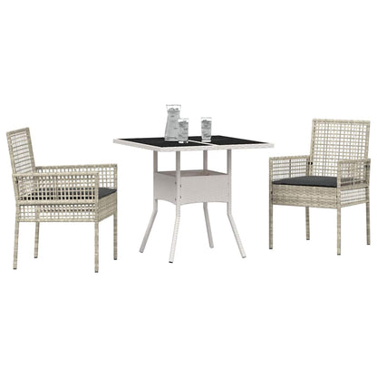 Garten Essgruppe 3 pcs Grau Poly Rattan