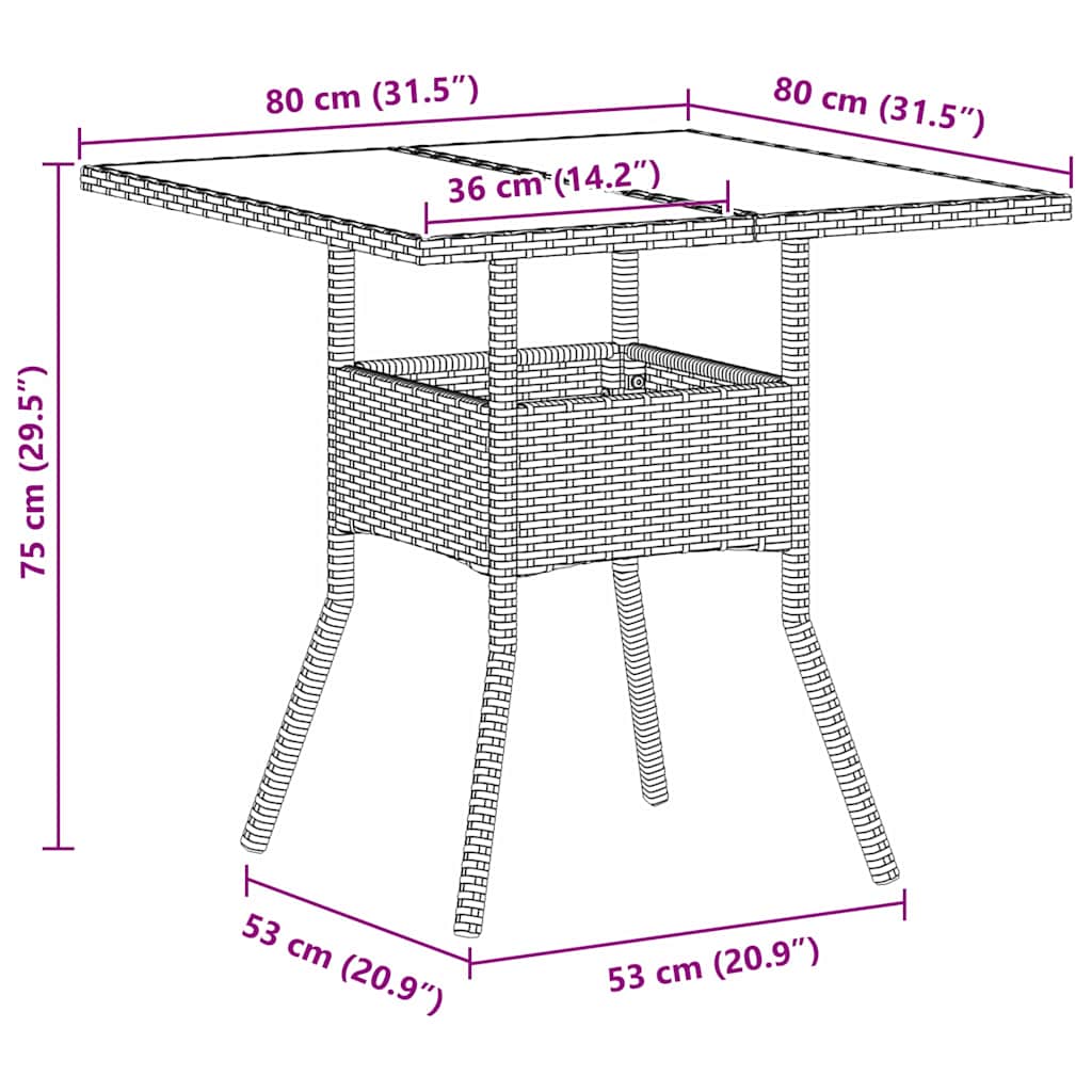 Garten Essgruppe 3 pcs Grau Poly Rattan