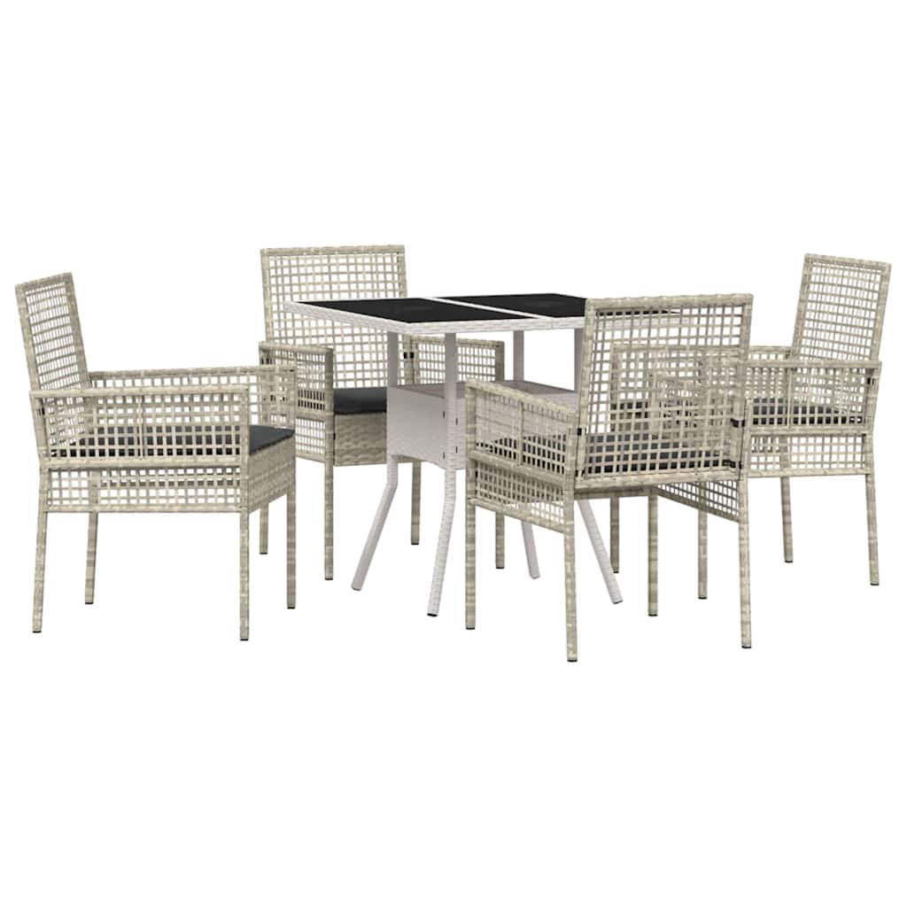 Garten Essgruppe 5 pcs Grau Poly Rattan