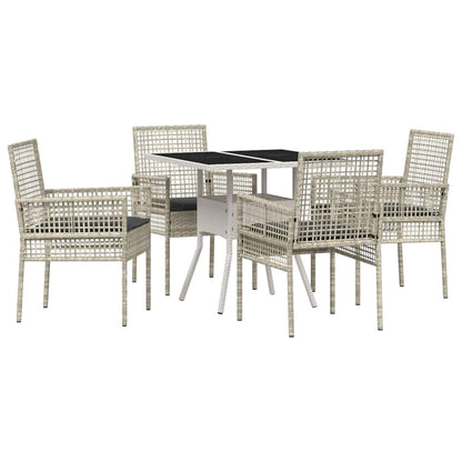 Garten Essgruppe 5 pcs Grau Poly Rattan