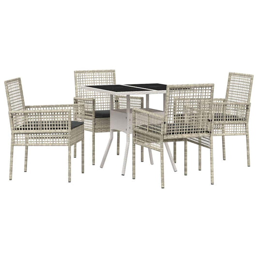 Garten Essgruppe 5 pcs Grau Poly Rattan