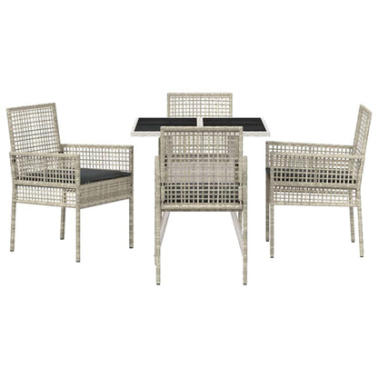Garten Essgruppe 5 pcs Grau Poly Rattan