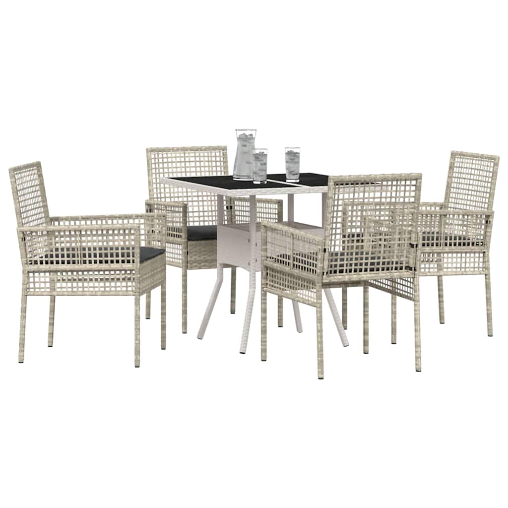 Garten Essgruppe 5 pcs Grau Poly Rattan