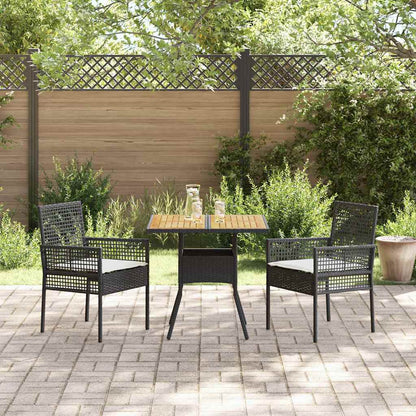 Garten Essgruppe 3 pcs Schwarz Poly Rattan