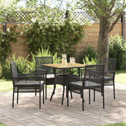 Garten Essgruppe 5 pcs Schwarz Poly Rattan