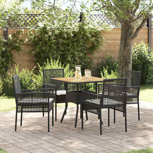 Garten Essgruppe 5 pcs Schwarz Poly Rattan