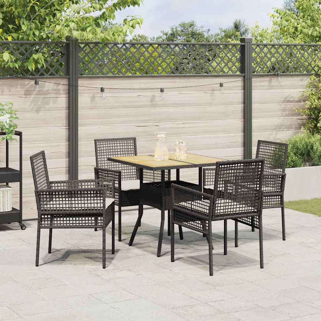 Garten Essgruppe 5 pcs Schwarz Poly Rattan