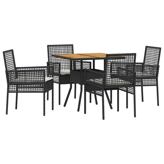 Garten Essgruppe 5 pcs Schwarz Poly Rattan