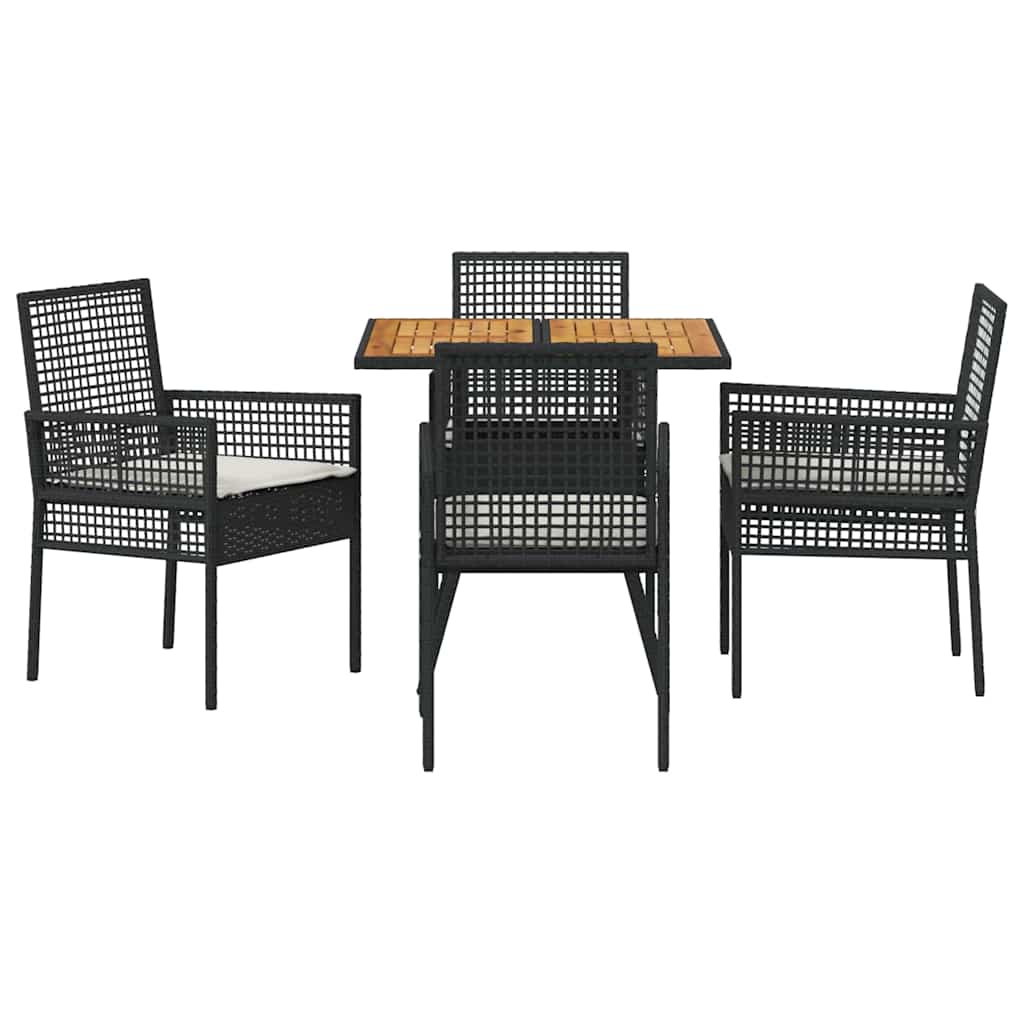 Garten Essgruppe 5 pcs Schwarz Poly Rattan