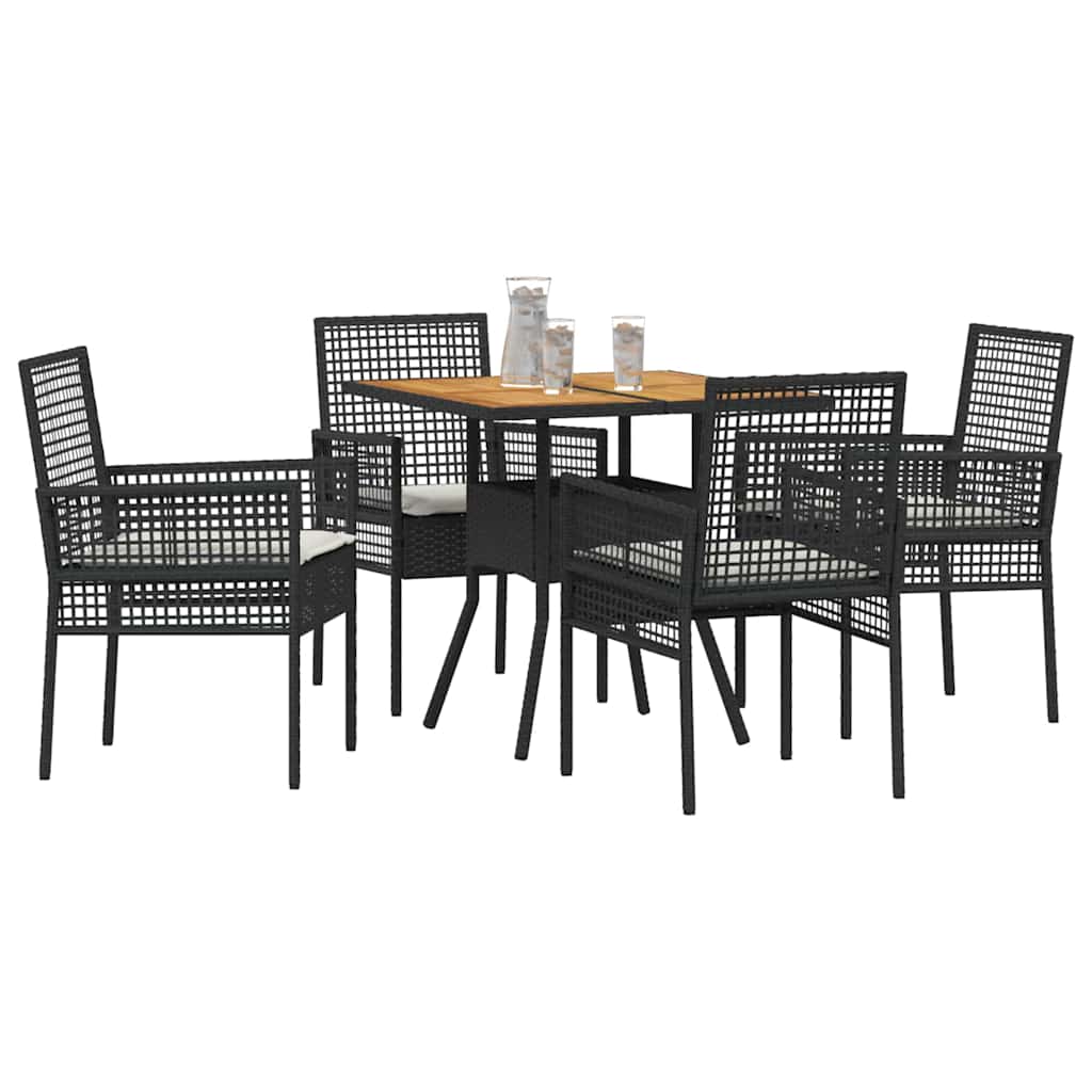 Garten Essgruppe 5 pcs Schwarz Poly Rattan