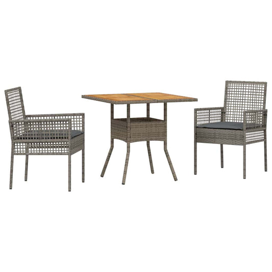 Garten Essgruppe 3 pcs Grau Poly Rattan