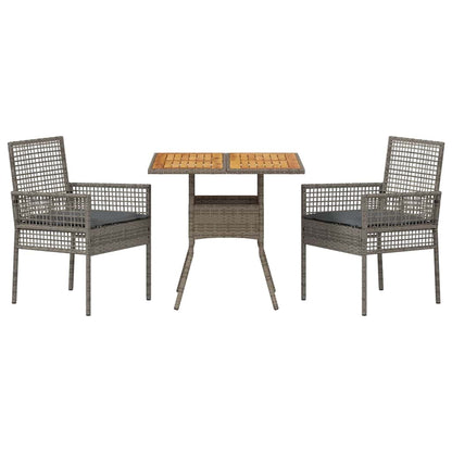 Garten Essgruppe 3 pcs Grau Poly Rattan