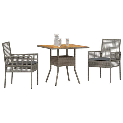 Garten Essgruppe 3 pcs Grau Poly Rattan