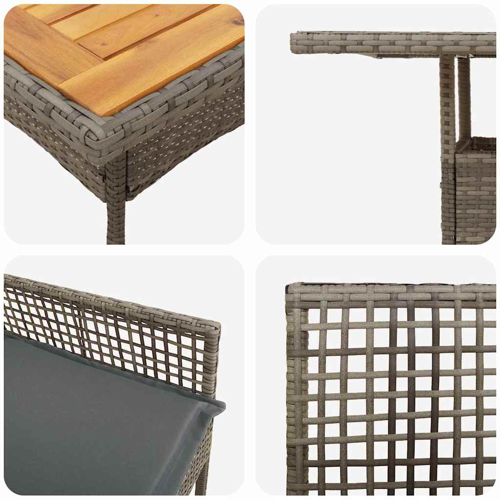 Garten Essgruppe 5 pcs Grau Poly Rattan