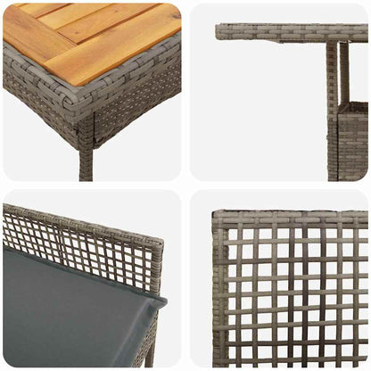 Garten Essgruppe 5 pcs Grau Poly Rattan